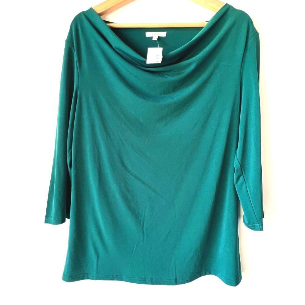 long‎ sleeves top in green cowl elegant comfy Blouses Green MAURICES L.